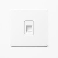 Prise RJ45 en acier blanc mat et bords arrondis