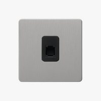 Prise RJ45 en acier gris clair brossé bords arrondis