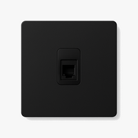 Prise RJ45 en acier noir mat bords arrondis