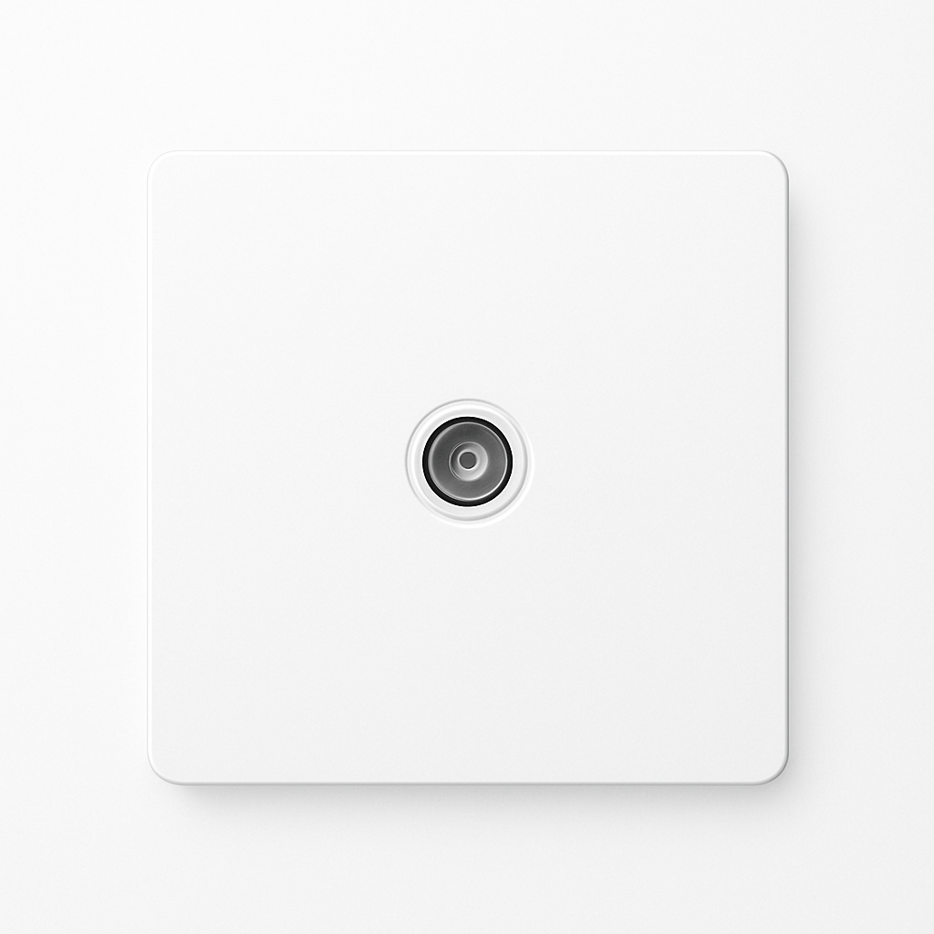 Prise TV en acier blanc mat et bords arrondis