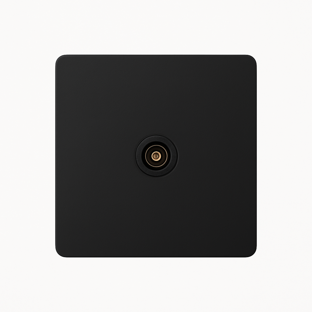 Prise TV en acier noir mat bords arrondis