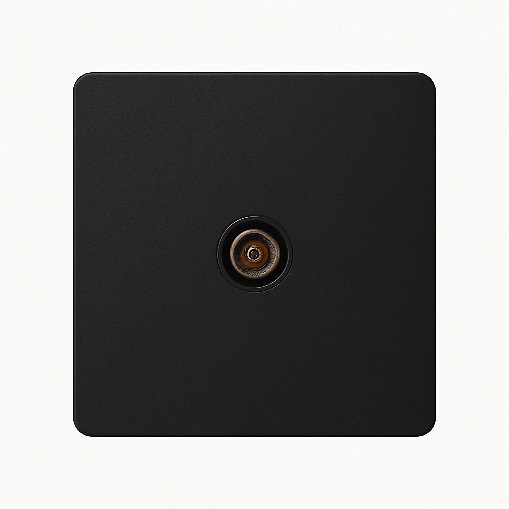 Prise TV en acier noir mat bords arrondis