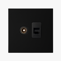 Prise TV et RJ45 en acier noir mat