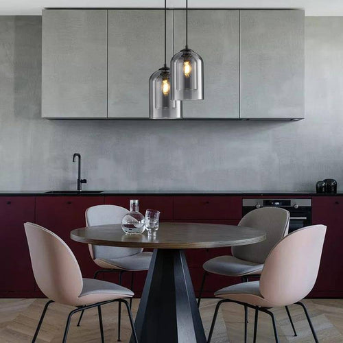 Suspension design tube arrondi double verre fumé - vue 4 sur 9