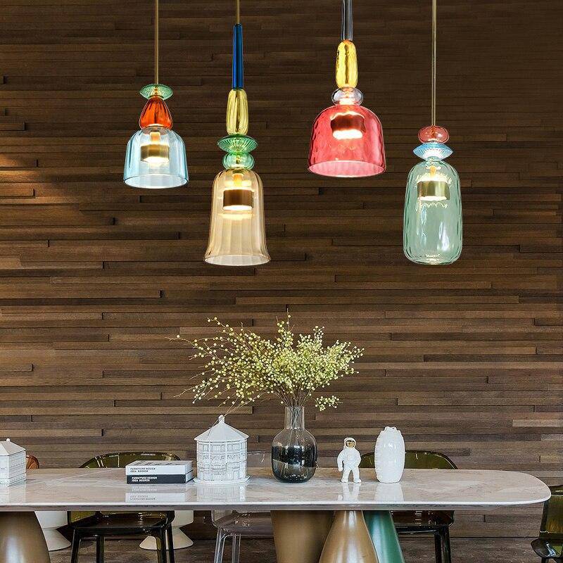 Suspension design à LED en verre coloré Illumy - vue 4 sur 12