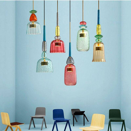 Suspension design à LED en verre coloré Illumy - vue 4 sur 12