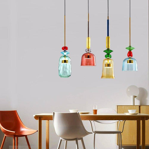 Suspension design à LED en verre coloré Illumy - vue 6 sur 12