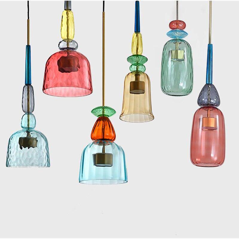 Suspension design à LED en verre coloré Illumy - vue 2 sur 12