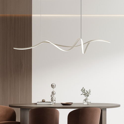 ruban forme Design salle à manger LED lustre en aluminium simplicité salon maison décoration intérieure éclairage de Table - vue 3 sur 12