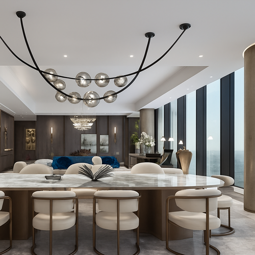 sandyha lustre led en cuir design suspension éclairage décoration - vue 6 sur 12