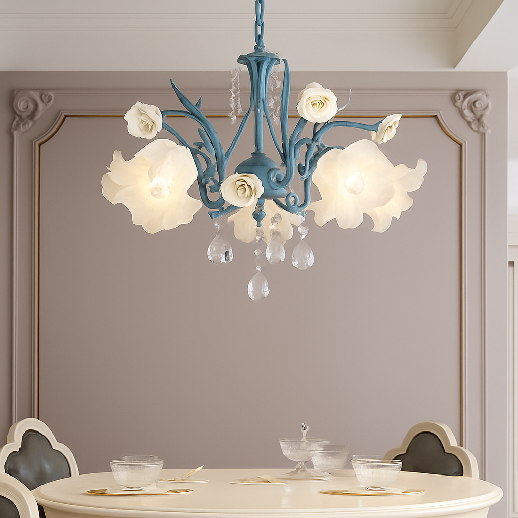 SANDYHA moderne suspension lumières français pastorale fleurs verre cristal Lustre salon salle à manger décor à la maison Lustre Design Luxe - vue 1 sur 12