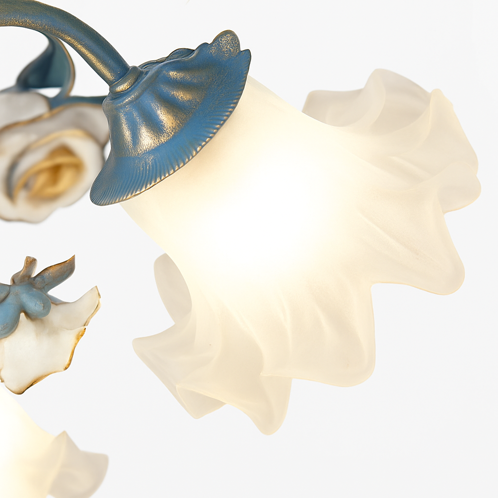 SANDYHA moderne suspension lumières français pastorale fleurs verre cristal Lustre salon salle à manger décor à la maison Lustre Design Luxe - vue 5 sur 12