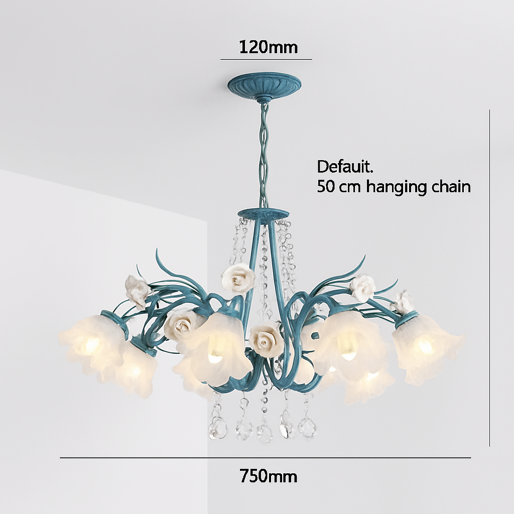 SANDYHA moderne suspension lumières français pastorale fleurs verre cristal Lustre salon salle à manger décor à la maison Lustre Design Luxe - vue 6 sur 12