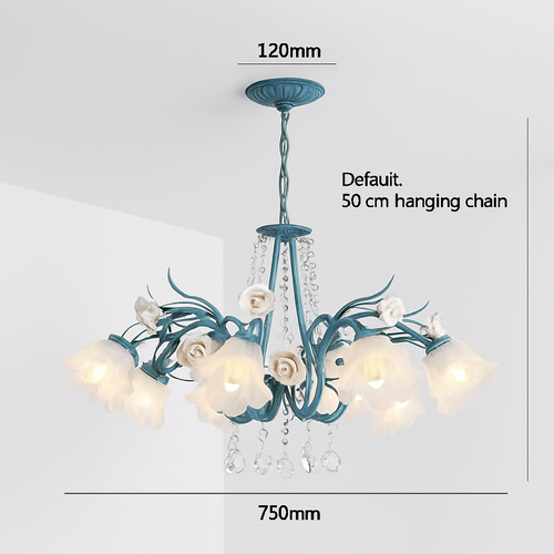 SANDYHA moderne suspension lumières français pastorale fleurs verre cristal Lustre salon salle à manger décor à la maison Lustre Design Luxe - vue 7 sur 12