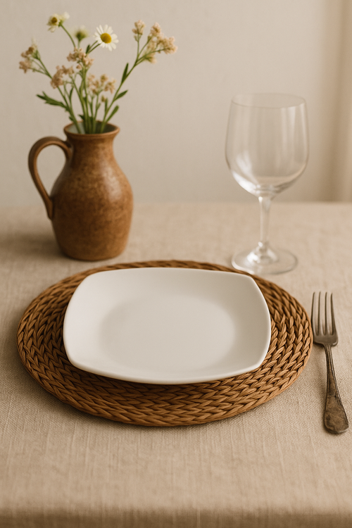Service 6 assiettes carrées porcelaine moderne 23x23 cm - vue 2 sur 2