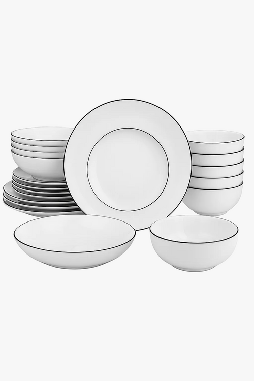 Service de table 24 pieces ceramique bordure elegante