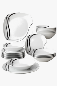 Service de table 24 pieces ceramique carre raye