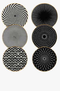 service de table géométrique 6 pièces assiettes céramique