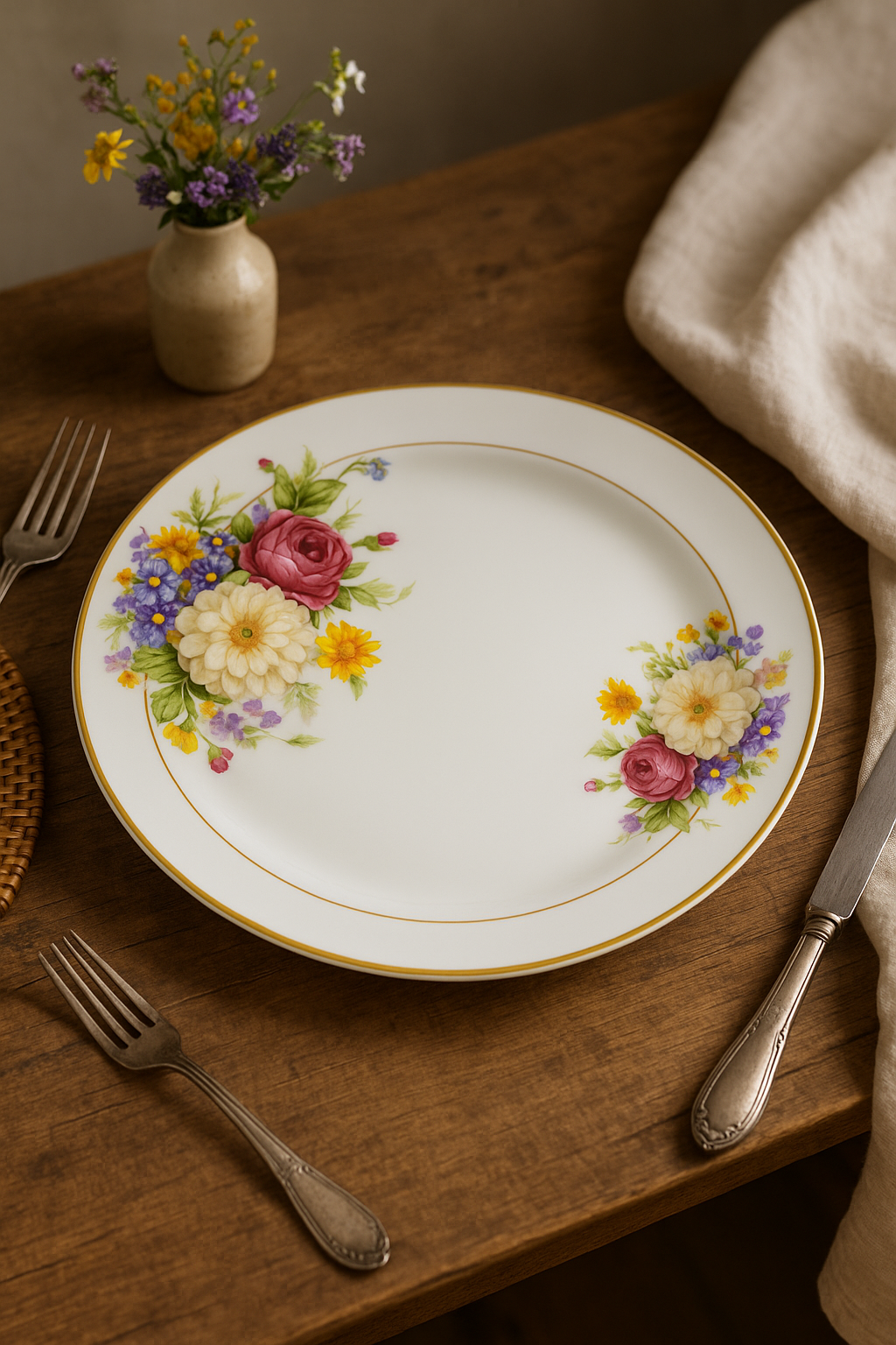 Service de table porcelaine fine florale personnalisable occidental - vue 2 sur 2