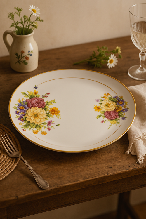 Service table porcelaine fine motif floral personnalisable occidental - vue 2 sur 2
