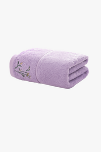 Serviette de bain bambou brodée set absorbant uni