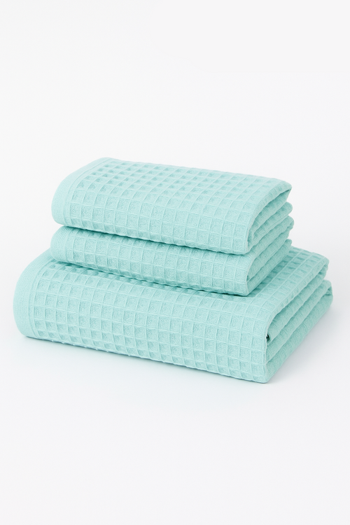 serviette de bain coton gaufré lot 3 absorbant