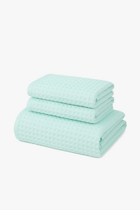 serviette de bain ensemble coton gaufré 3 pièces