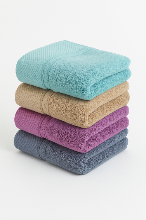 Serviette de bain lot 4 coton brodé rapide