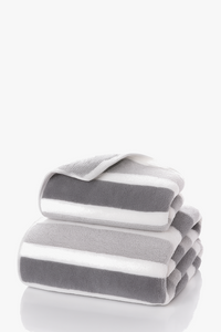 serviette de bain polaire corail rayures douce absorbante