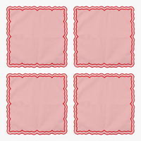 Serviette de table coton bord lotus brodé champêtre