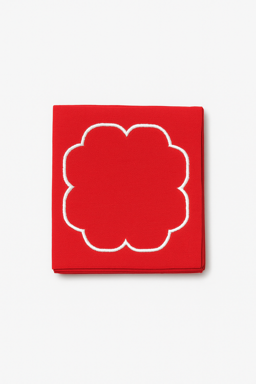 Serviette de table coton bord lotus brodé champêtre - vue 2 sur 3