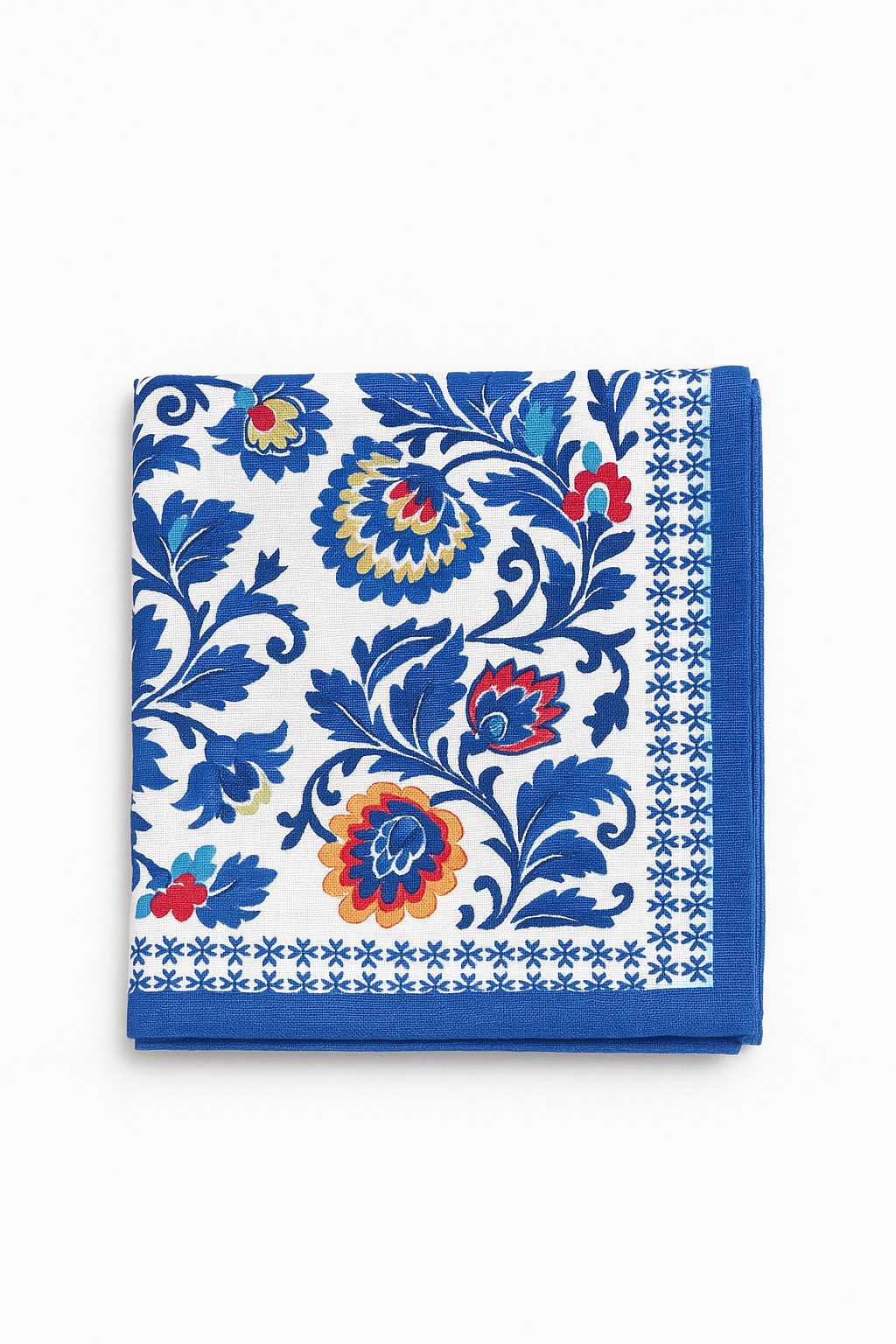 Serviette de table coton brodé fleurs lot dix - vue 2 sur 3