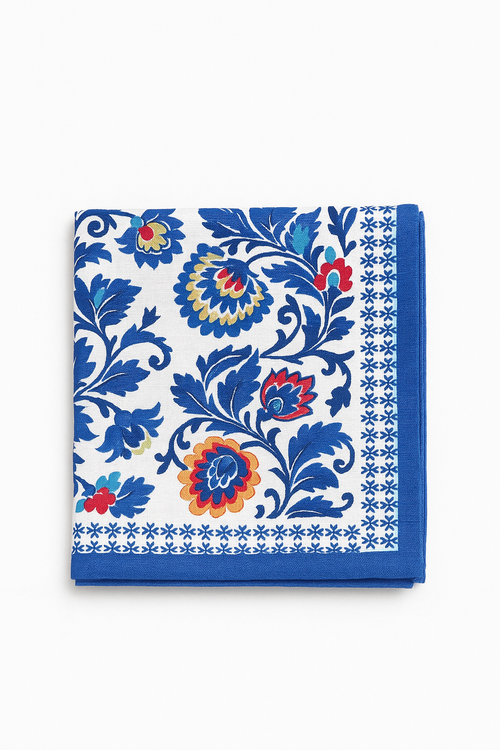 Serviette de table coton brodé fleurs lot dix - vue 2 sur 3