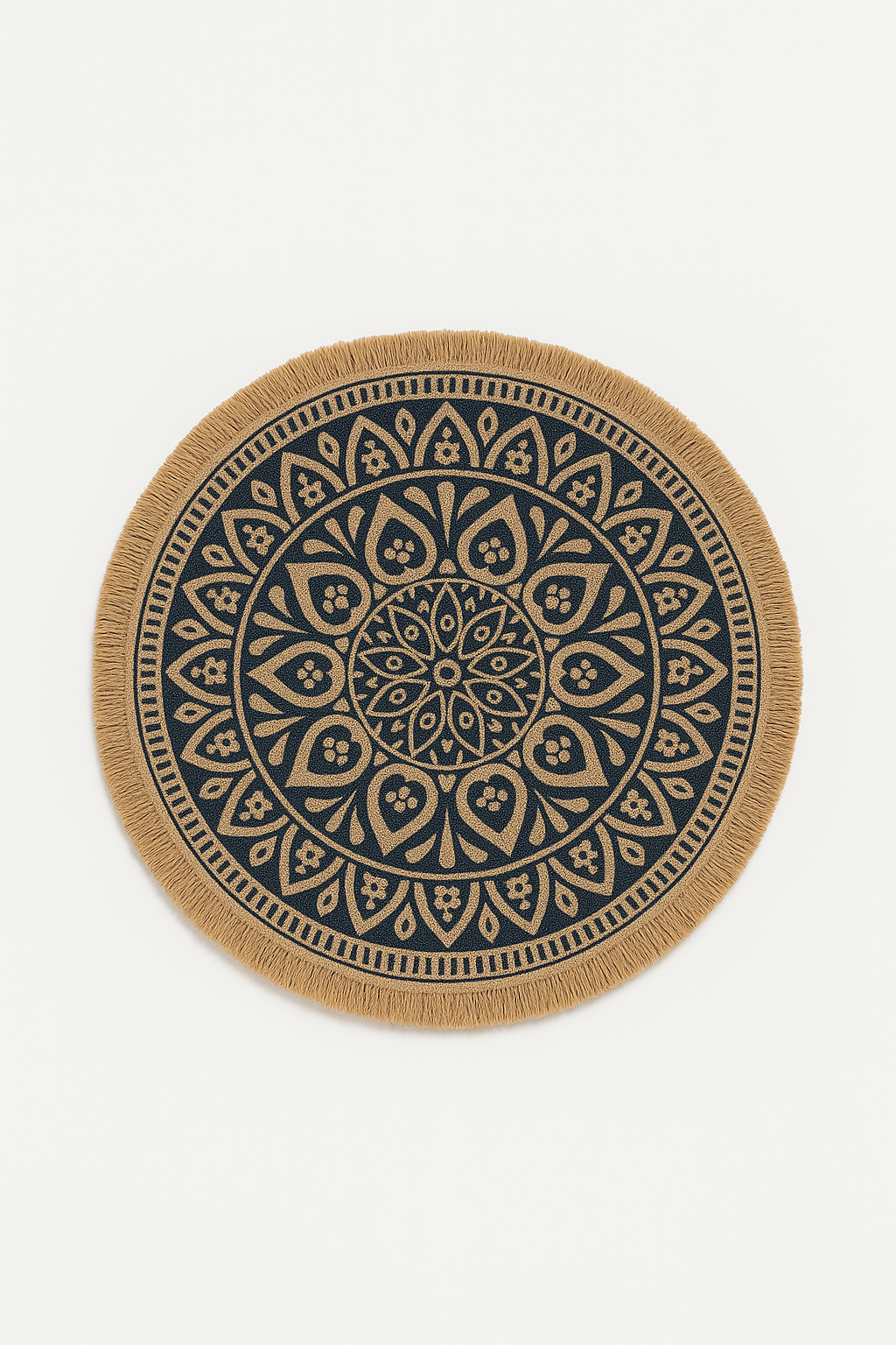 Set de table bambou tissé bohème pompons déco