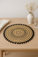 Set de table bambou tressé pompons style champêtre