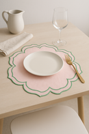Set de table coton brodé ondulé style vintage