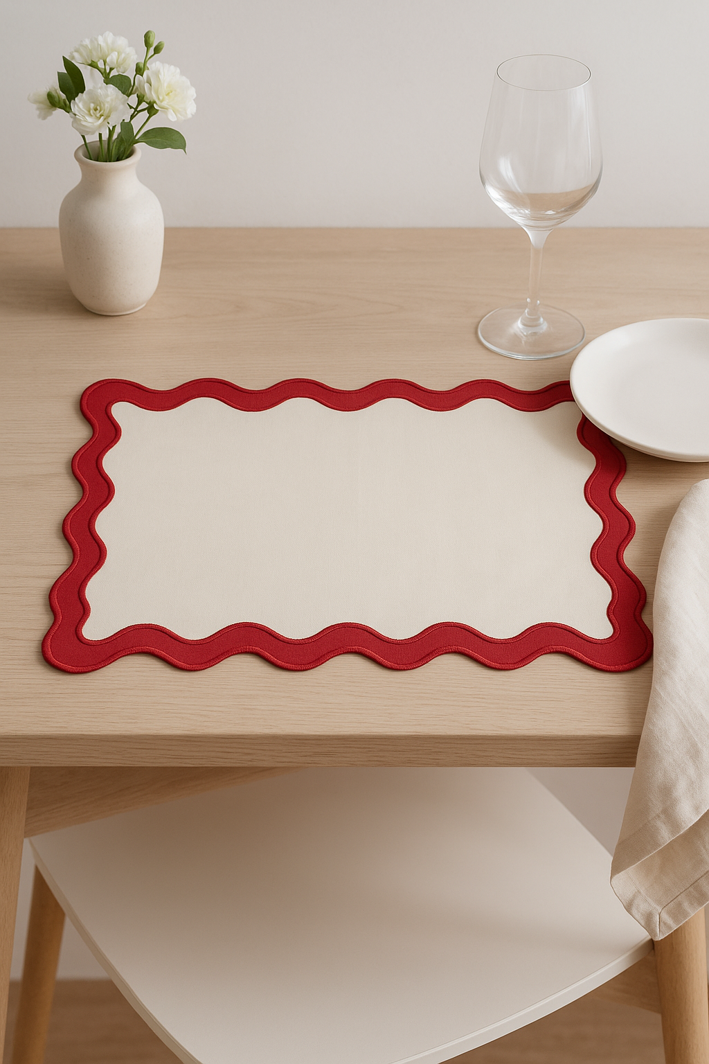 Set de table coton brodé style vintage ondulé - vue 2 sur 2