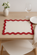 Set de table coton brodé style vintage ondulé