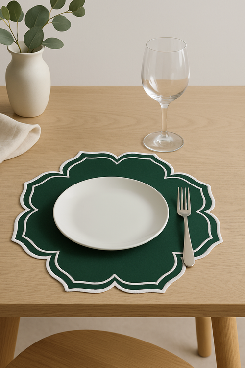 Set de table coton brodé style vintage ondulé - vue 2 sur 2