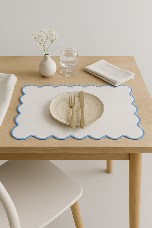 Set de table coton lin motif coquillage festif - vue 2 sur 2