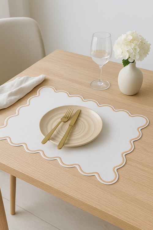 Set de table coton lin motif coquillage marin - vue 2 sur 2