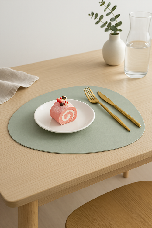 Set de table cuir pu impermeable design feuille cuisine 8 words ✅ - vue 2 sur 2