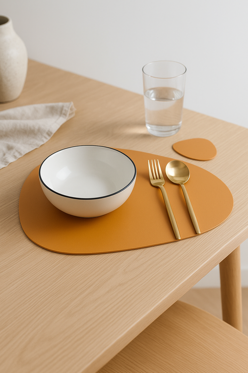 Set de table cuir pu irrégulier résistant eau - vue 2 sur 2