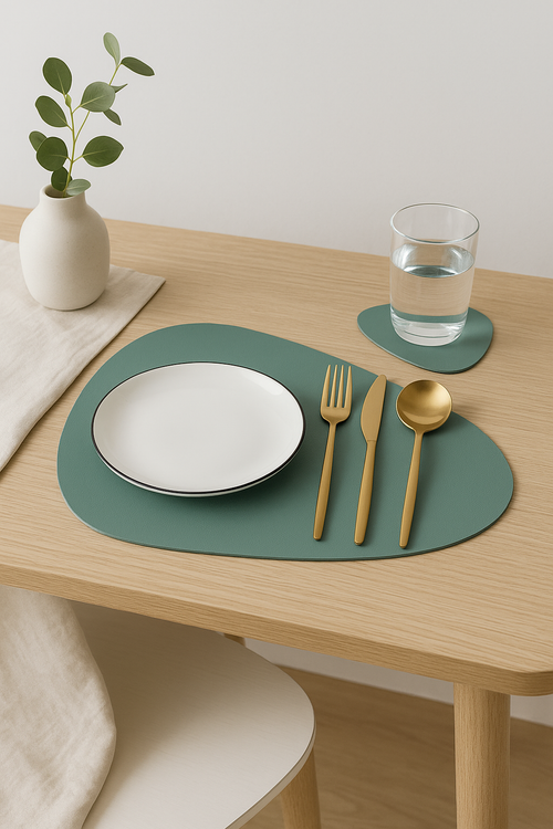 Set de table dessous de verre cuir pu - vue 2 sur 2