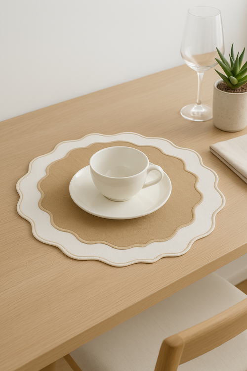 Set de table en lin brodé lavable durable - vue 2 sur 2