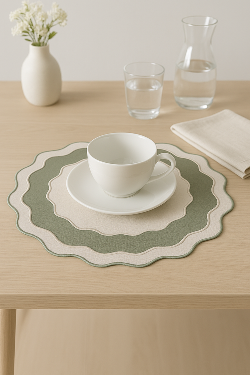 Set de table en lin brodé style classique - vue 2 sur 2