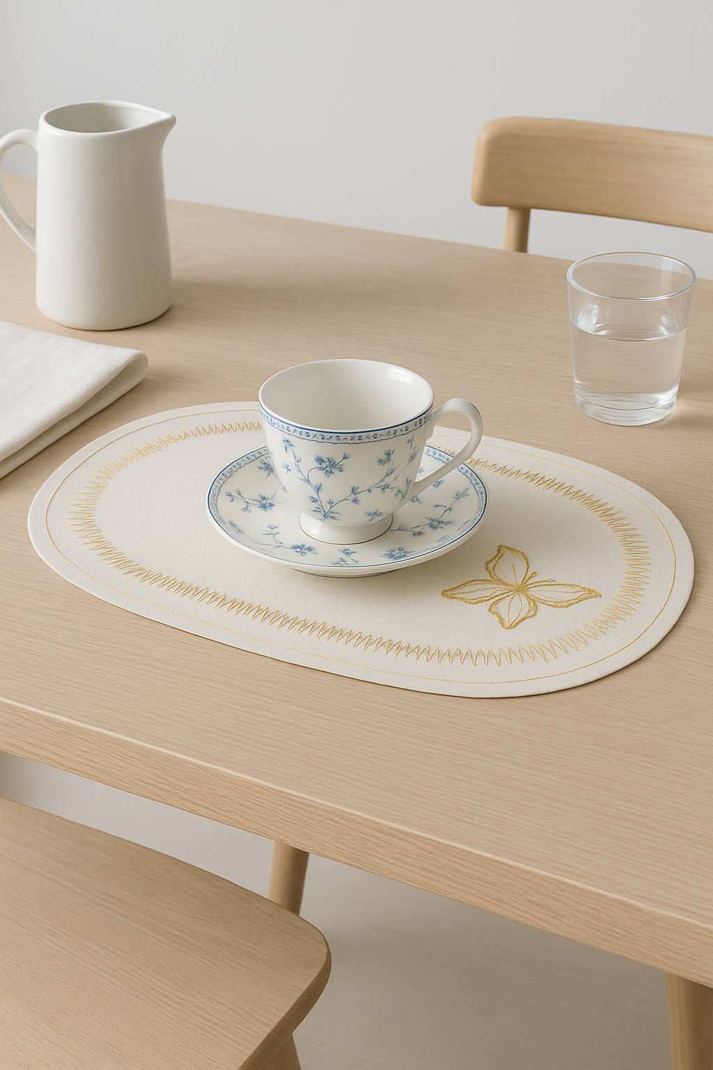 Set de table en lin brodé style colorblock - vue 2 sur 2