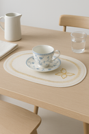Set de table en lin brodé style colorblock