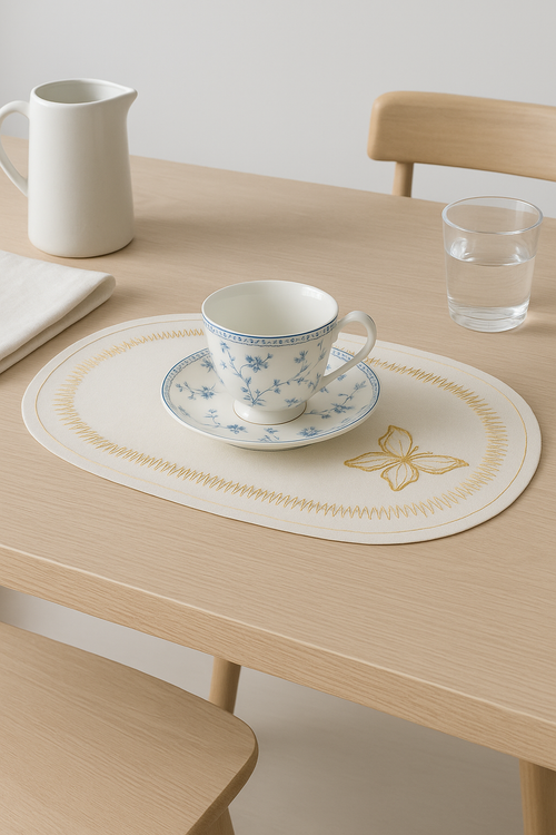 Set de table en lin brodé style colorblock - vue 2 sur 2