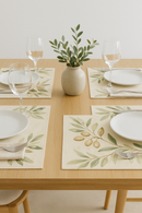 Set de table feuilles olivier style aquarelle lot